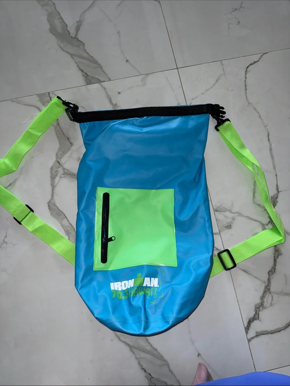Ironman 70.3 Hawaii Blue & Neon Green Roll-top backpack